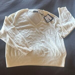 NAADAM Cashmere Relaxed V-Neck Sweater - White